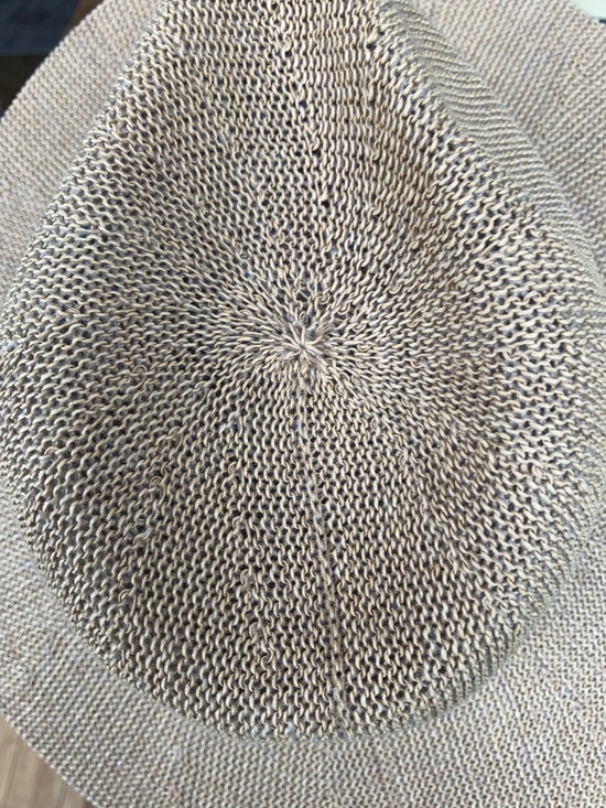 Vince Camuto Tan Straw Hat with Blue Band Gold V